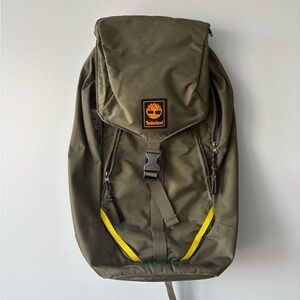 Timberland Khaki Backpack with Yellow Accents